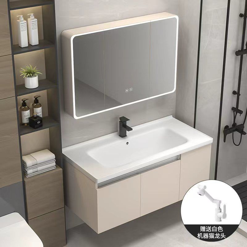 Thickened Honeycomb Space-Saving Bathroom Cabinet Combination with Integrated Ceramic Washbasin, 40cm Wide Washbasin Wholesale