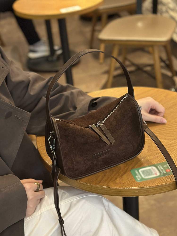 Genuine Leather Small Bag for Women 2025 New Autumn and Winter Single Shoulder Underarm Bag Retro Crossbody Bag Frosted Soft Cowhide Small Square Bag