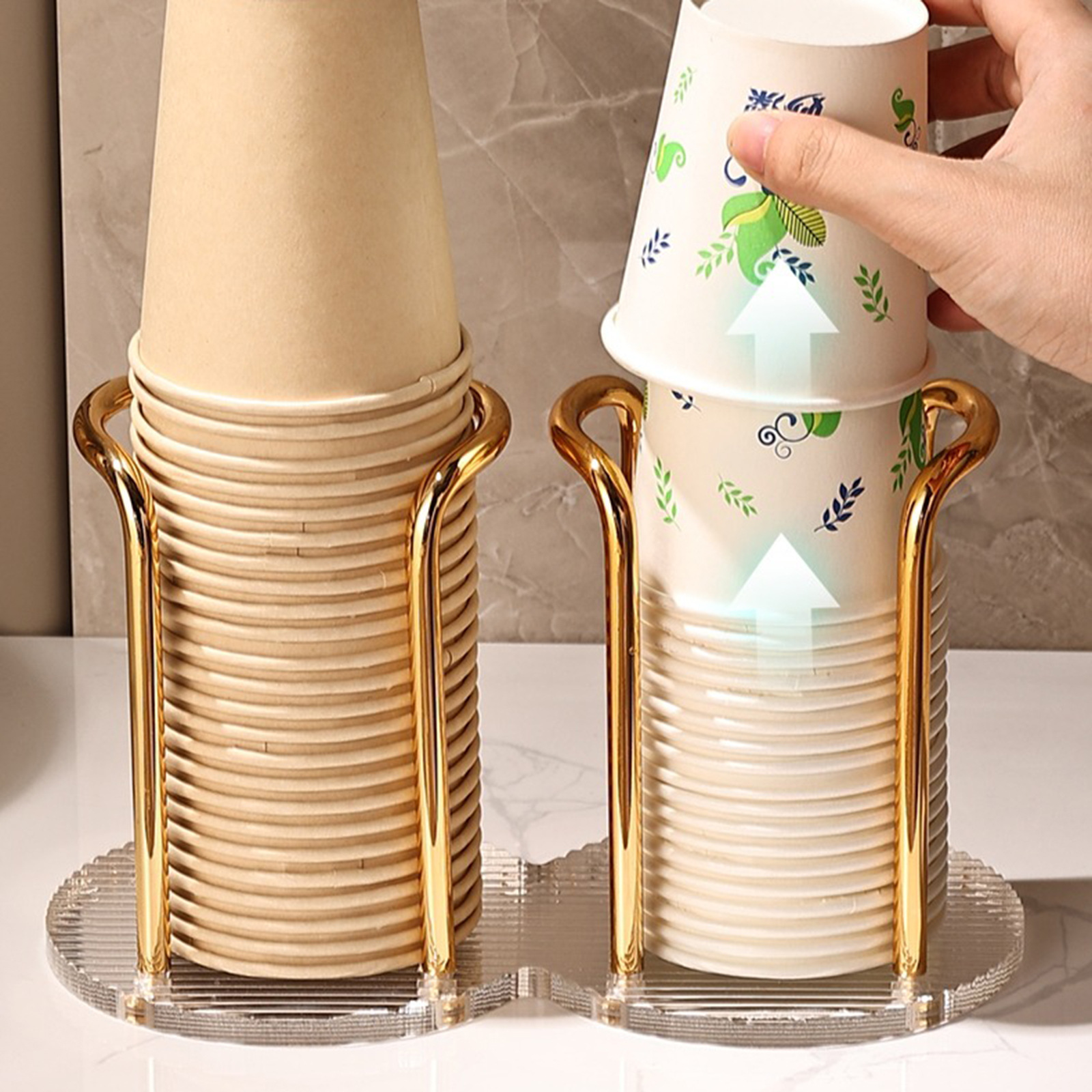 Light Luxury Paper Cup Holder Cup Picker Disposable Cup Holder Household Acrylic Desktop Tea Cup Water Cup Storage Rack