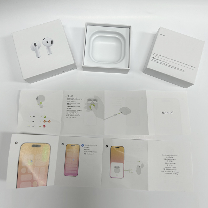 The new four-generation upgraded version of the neutral noise reduction earphone box is suitable for airpods4 Bluetooth headset cover packaging box