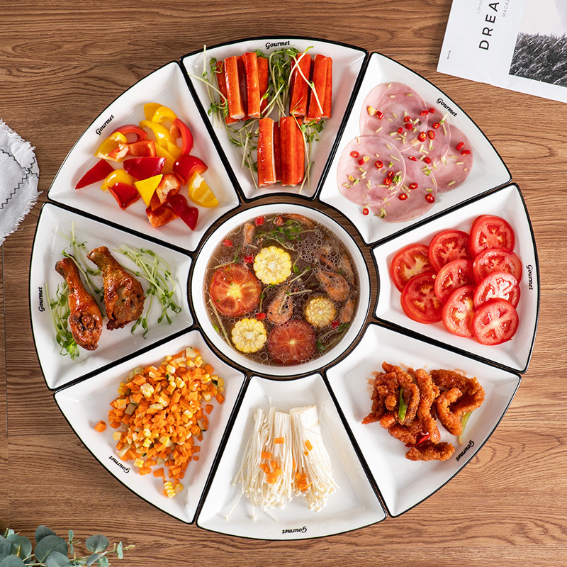 Набор мисок и тарелок в китайском стиле, набор посуды для дома, керамические миски и тарелки, полный набор для семейных обедов, ручная работа для домашнего декора