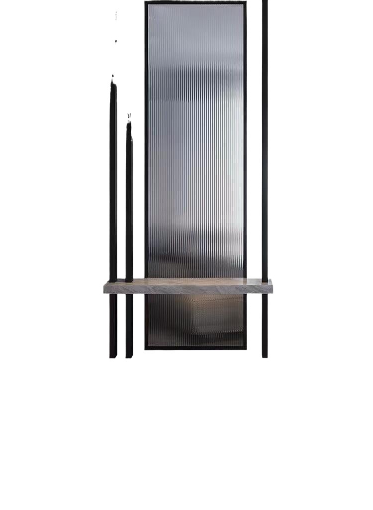 Wrought Iron Glass Partition Simple Living Room Log Entrance Modern Light Luxury Stainless Steel Screen Cross-Border