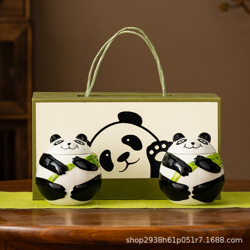 Простой керамический чайный контейнер Panda, зеленый чай Билочунь, Мао Цзянь, Мао Фэн, пустой запечатанный контейнер, сувенир