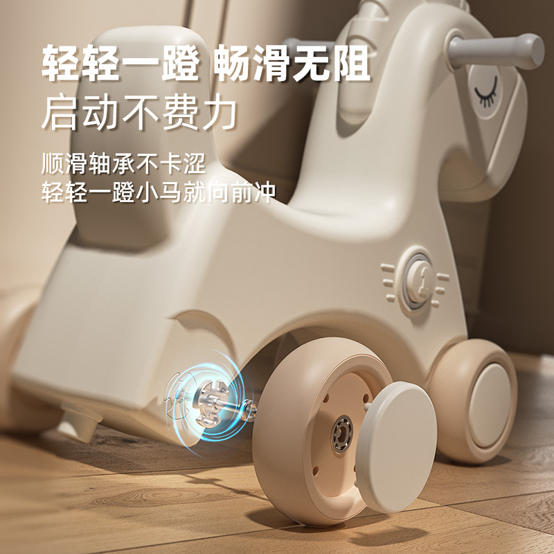 Rocking Horse Wooden Horse Kidsren's Rocking Horse Baby Yo-Yo Car Two-In-One First Birthday Gift Toy Anti-Fall Small Rocking Horse