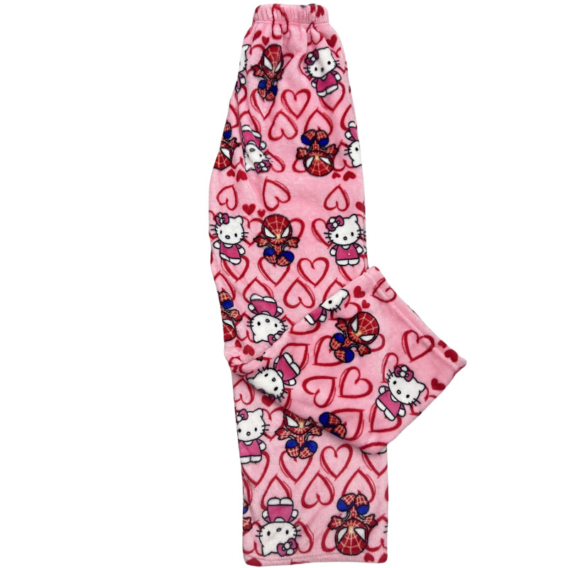 Amazon Cartoon Walking Pajama Pants Women's Autumn and Winter Flannel Loose New Home Casual Warm Pants for Outer Wear