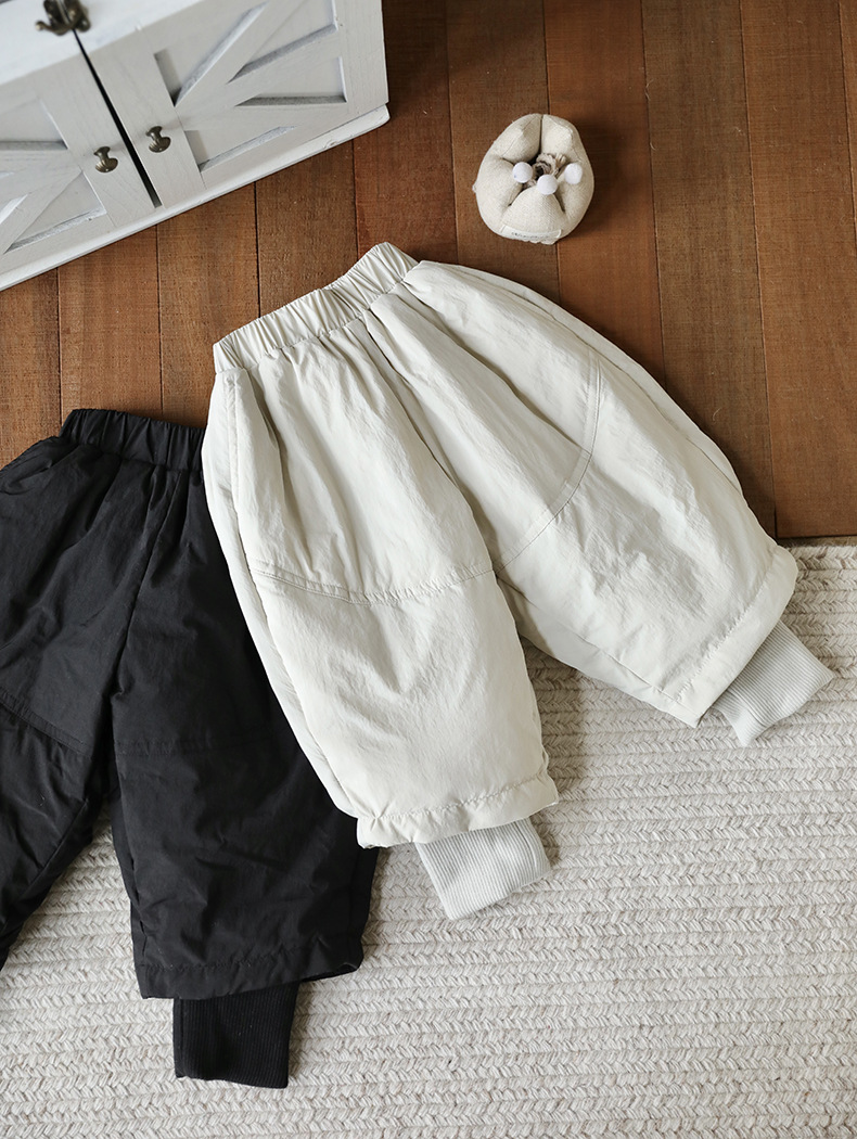 New Children's 90% National Standard White Duck down Pants, Stylish Korean-Style Loose-Fitting Warm Windproof Outerwear Pants for Young Children