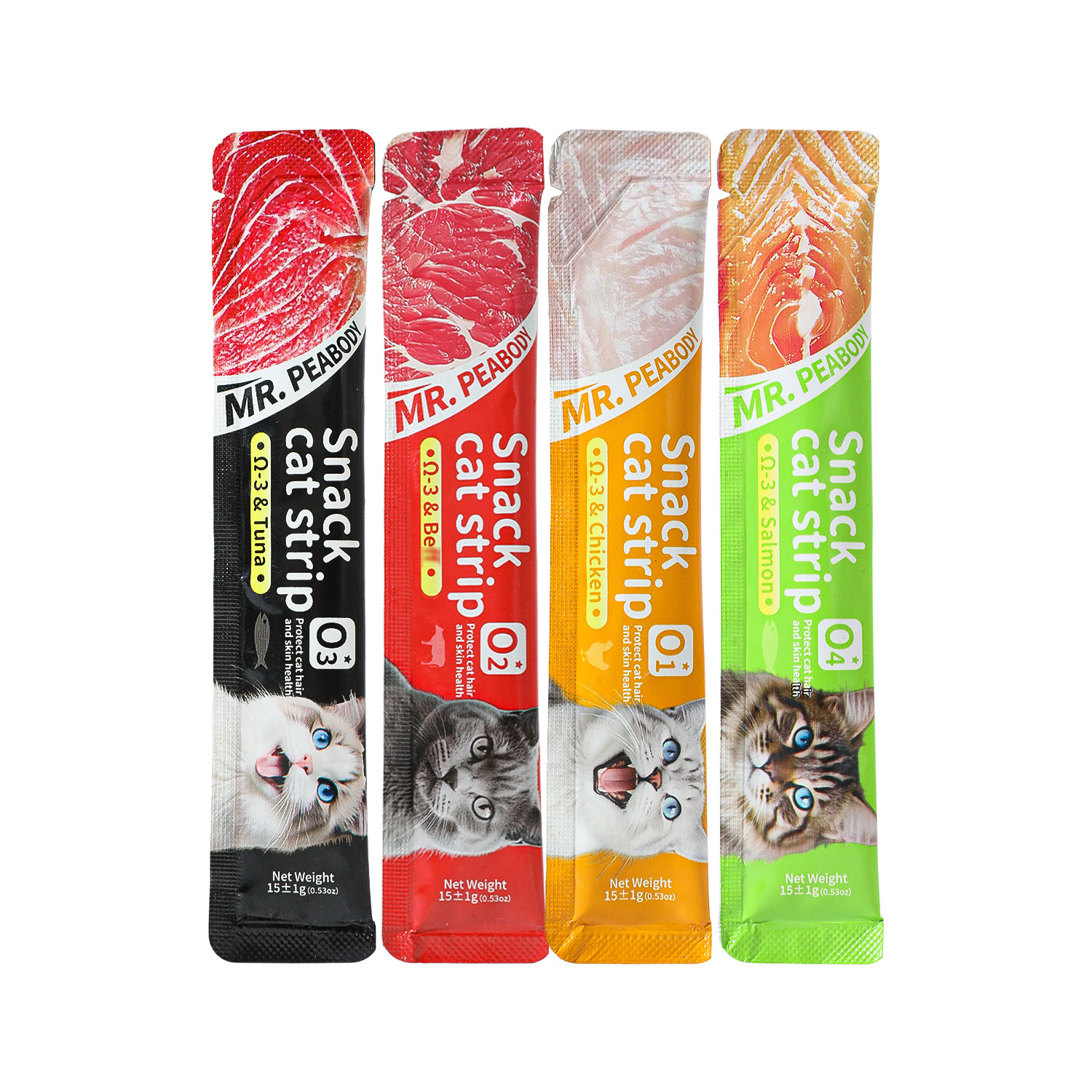 Cross-Border Export Peabody Peabody Fish Oil Cat Strips Pet Snacks Nutritional Cat Wet Food Large Spot Wholesale