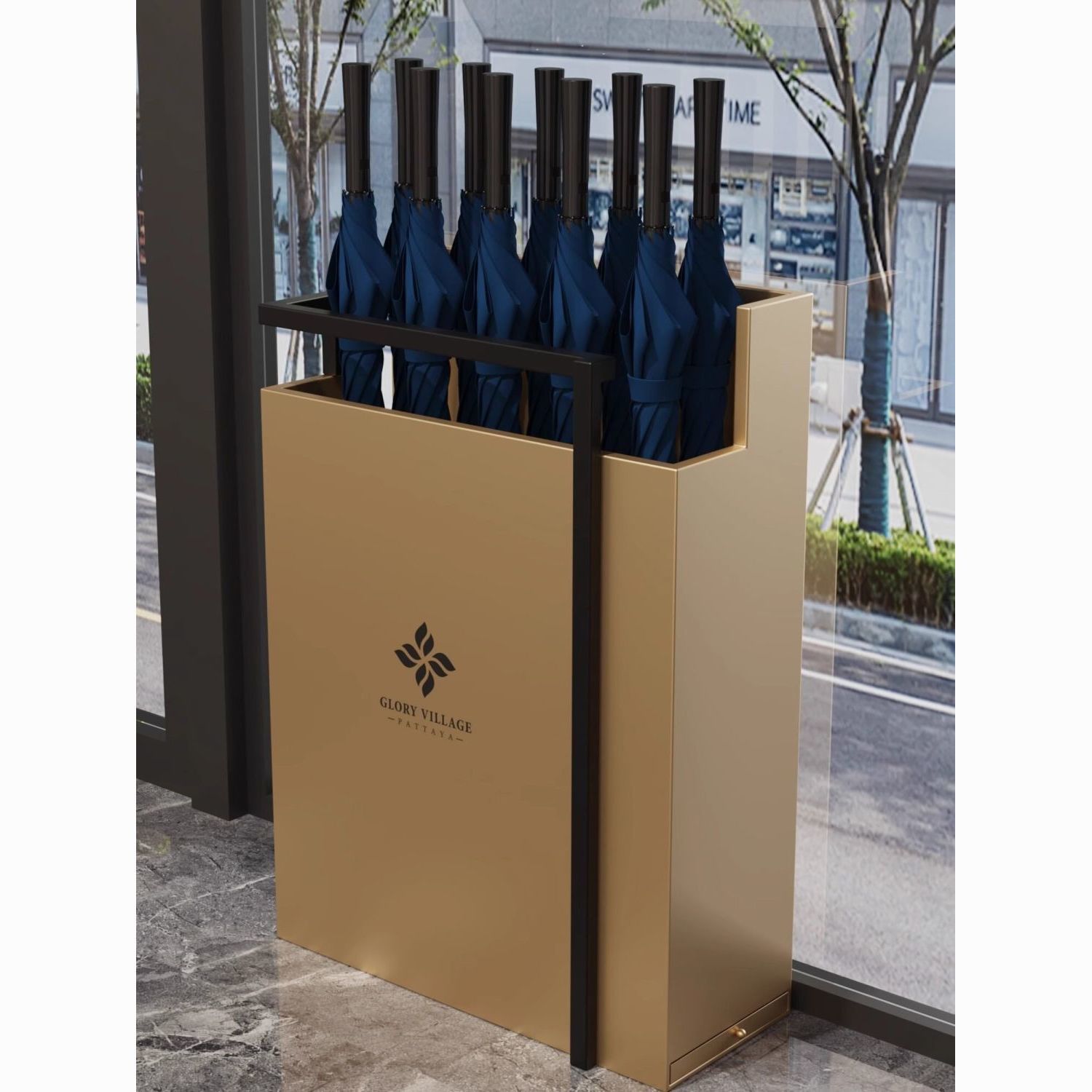 Простой подставка для зонтов Вестибюль отеля Железное искусство Высококачественная подставка для хранения зонтов Подвесной артефакт для зонтов Подставка для хранения зонтов в отделе продаж