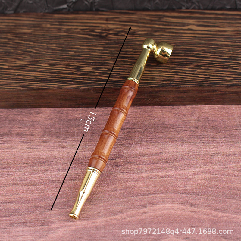 Men's Short Long Brass Pipe Traditional Old-Fashioned Pure Copper Smoking Pot with Filter Dry Tobacco Bag Dual-Purpose Removable and Washable