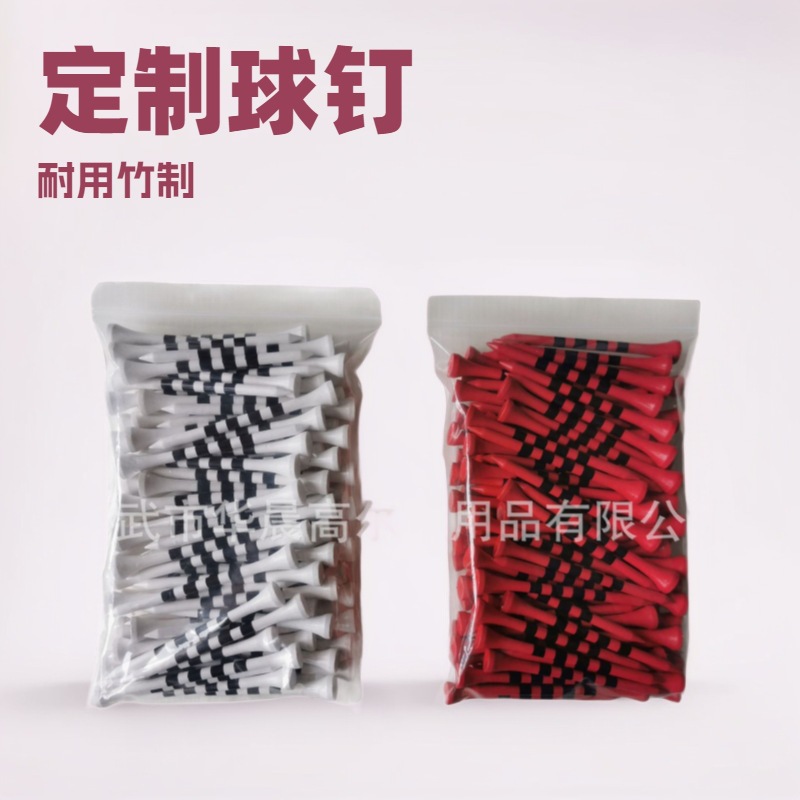 Golf Supplies Accessories Golf Spikes Striped Golf Support Golf Spikes Bag Bamboo Wood Spikes Factory