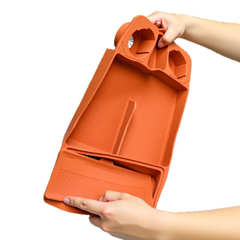 Double-Layer Storage Box under the Central Control, Silicone Anti-Slip Storage Mat, Storage Box, Essential Supplies