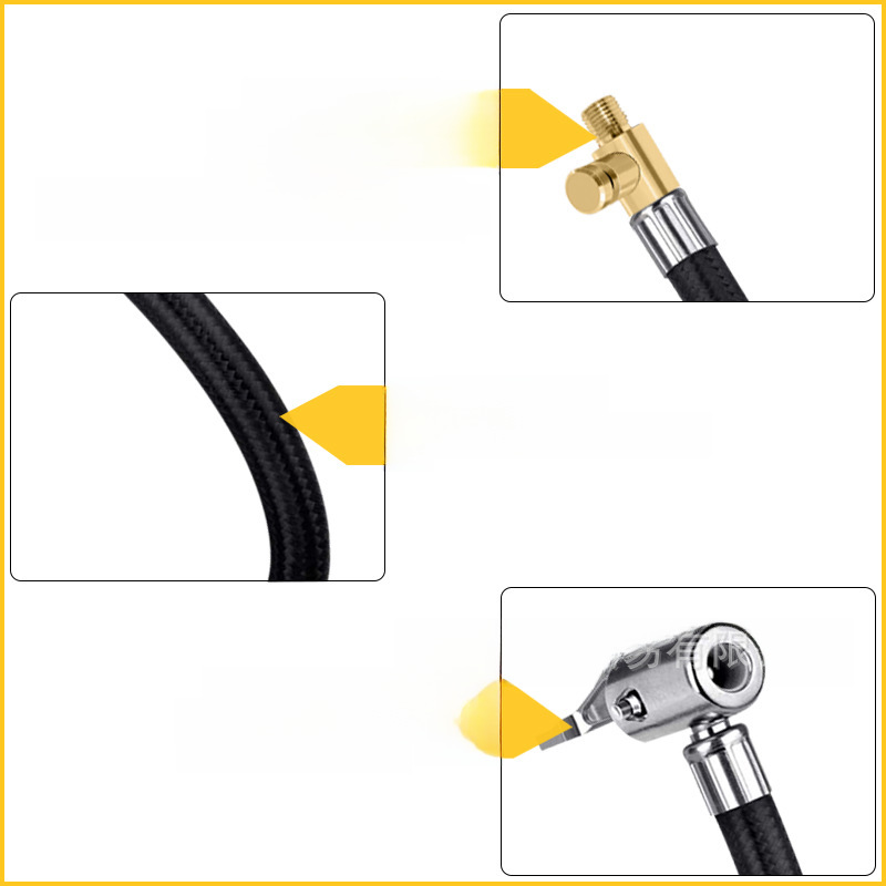 Vehicle-Mounted Air Pump Extension Tube, Quick Inflation Tube, Extension Inflator Tube That Can Hold Air Function, Copper Handle Type Without Leakage