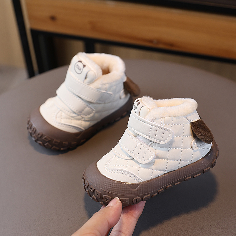 Winter Infant Soft-Soled Toddler Shoes, Warm Fleece-Lined Cotton Shoes, 01-2-3 Years Old Children's Non-Slip Toe-Toe Toddler Shoes, Trendy