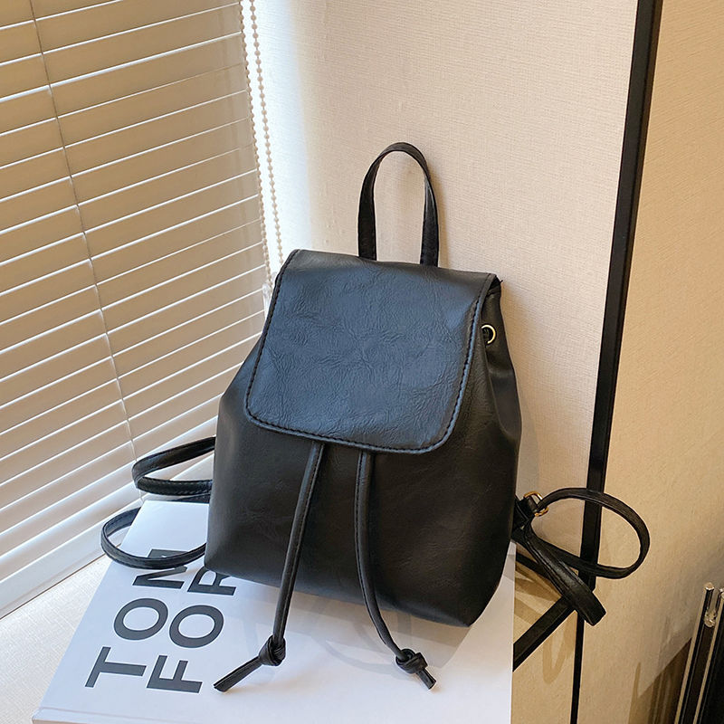 Backpack Women's 2025 Spring and Summer New Style Simple and Versatile Literary Bag Women's Niche Retro Brown Drawstring Shoulder Bag