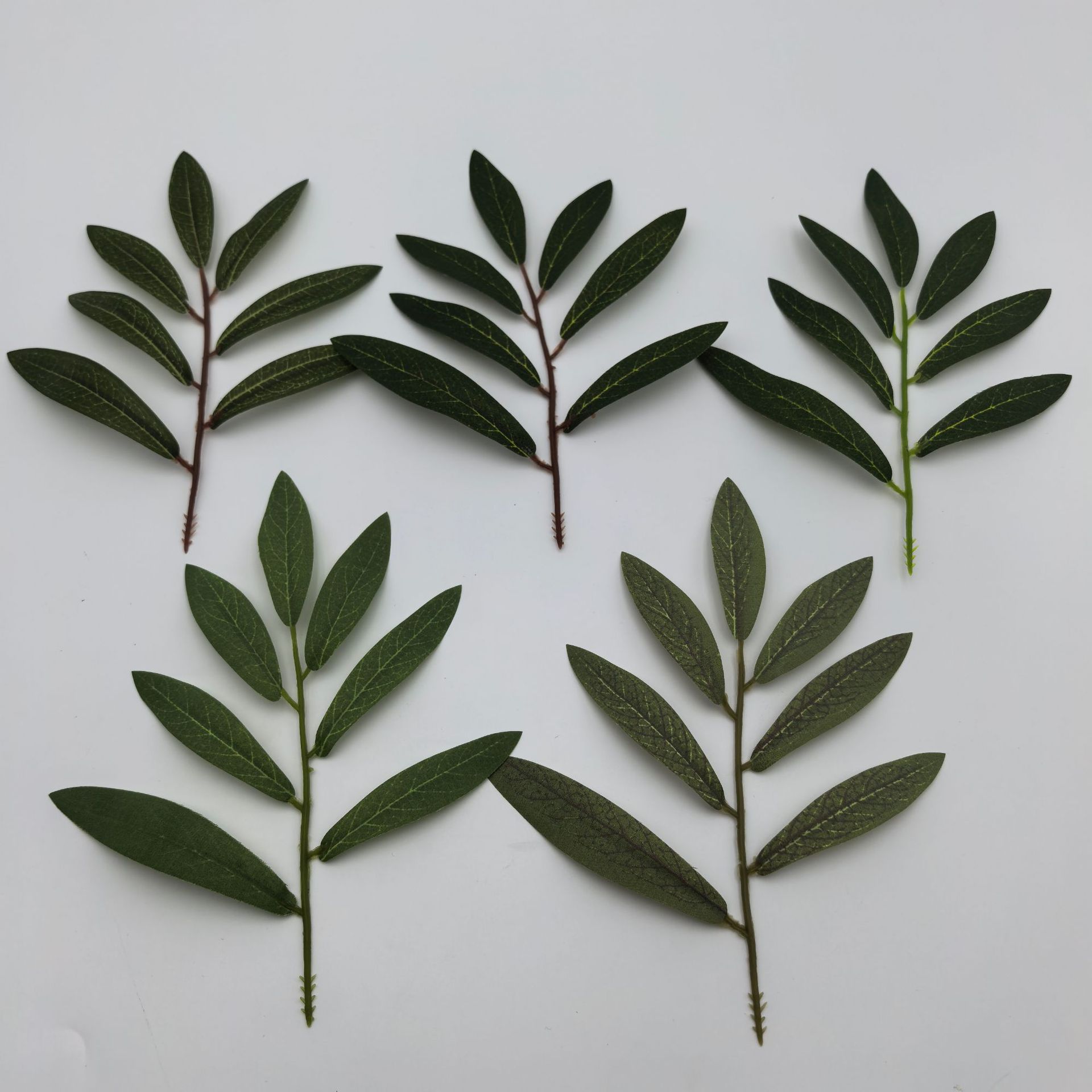 Manufacturer's Ready-Made Wholesale Simulated Leaf Seven-Pronged Olive Leaf Seven-Pronged Arrow with Holes Screen-Printed Leaf Branch Decorative Accessories