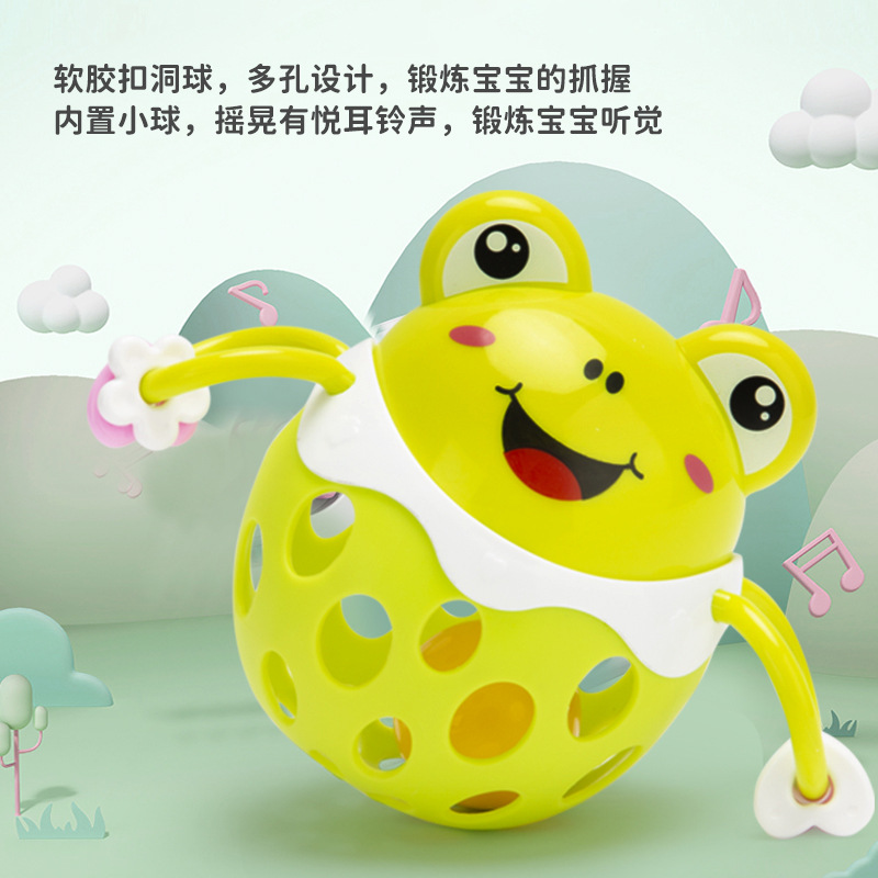 Hong Kong Bear Baby Frog Hand Ball Educational Animal Soft Rubber Rattle Soft Rubber Ball Rattle Hand Ball Toy