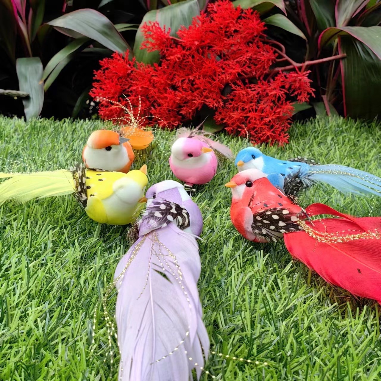 Artificial foam feather Bird Garden Garden creative cloth super cute decoration Pearl bird clip