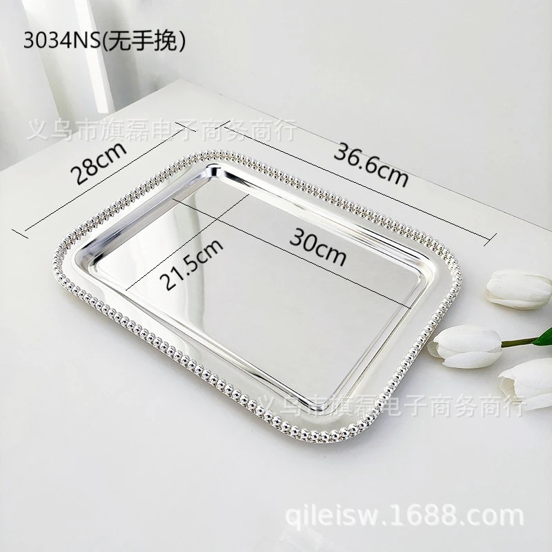 Новый поднос в европейском стиле, металлический, серебряное покрытие, квадратный поднос для фруктов и выпечки, ресторанные принадлежности