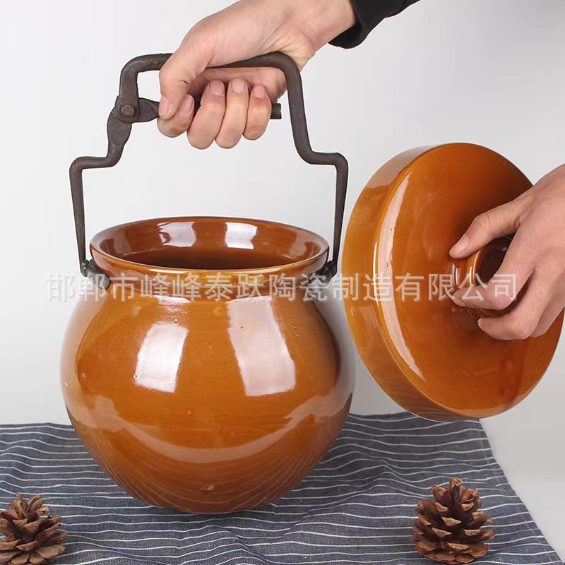 Commercial Thickened Heat-Resistant Earth Jar for Duck and Chicken Jar Packaging Custom Storage Jar Salt Baked Soup Jar for Duck in Grey Pond