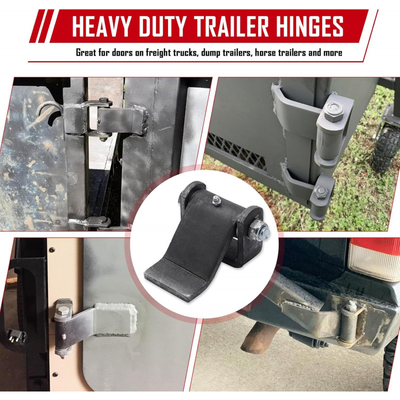 Trailer Hinge Welding Heavy-Duty Lubricable Dump Trailer Truck Door Hinge with Short Leaf, 4 Pack