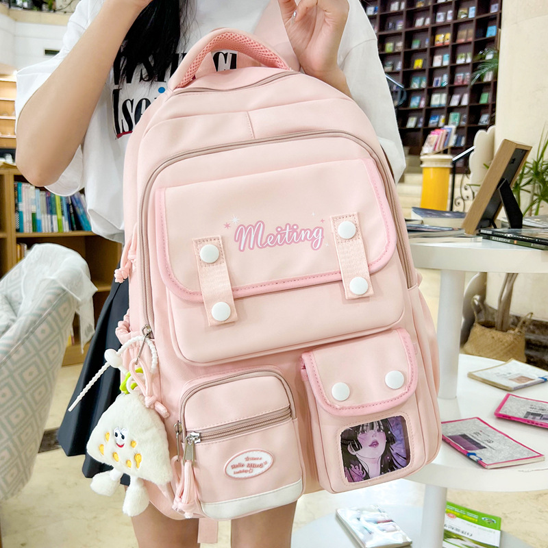 Мягкий рюкзак для девочек в корейском стиле, многофункциональный, однотонный рюкзак для студентов средней школы