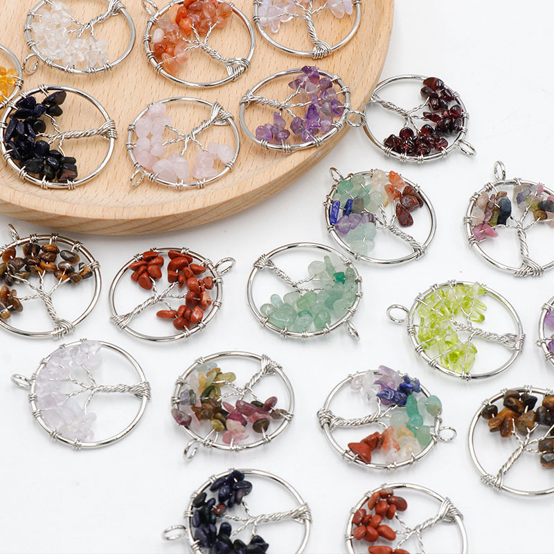 Подвеска из натурального кристалла, цветной корень жизни, кристальное дерево, аксессуары для DIY ювелирных изделий