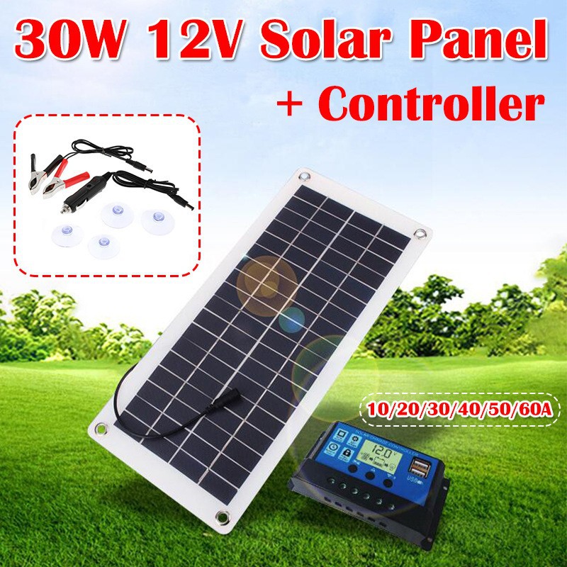 Cross-Border Supply of 10W-20W-30W18V USB Solar Panels with Controller Kits, Battery Panels for Cars and Yachts