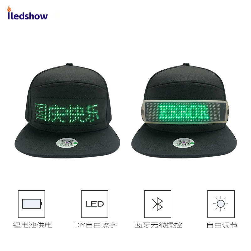 Led Hat Luminous Advertising Hat Display App Control Word Change Multi-Language Flexible External Led Hat Screen