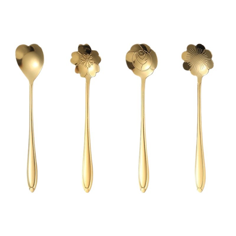 Stainless Steel Cherry Blossom Spoon Long Handle Mug Mixing Spoon High Color Value Coffee Spoon Bird's Nest Spoon Hand Gift Spoon