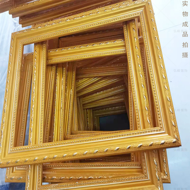 PS Foam Photo Frame Bright Gold Cross Stitch Mounted Line Photo Frame Mirror Photo Wall Decoration Photo Studio Wedding Dress European 3