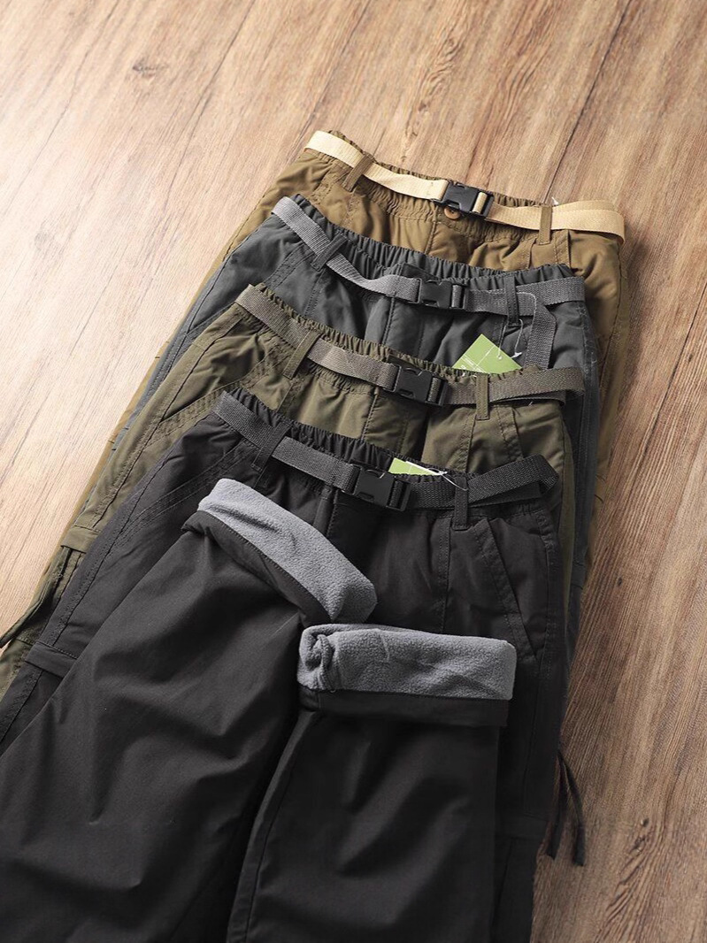 German Foreign Trade Windproof and Waterproof Outdoor Men's Winter Thickeneded Casual Pants Straight Plus Velvet Soft Shell Cargo Pants Loose