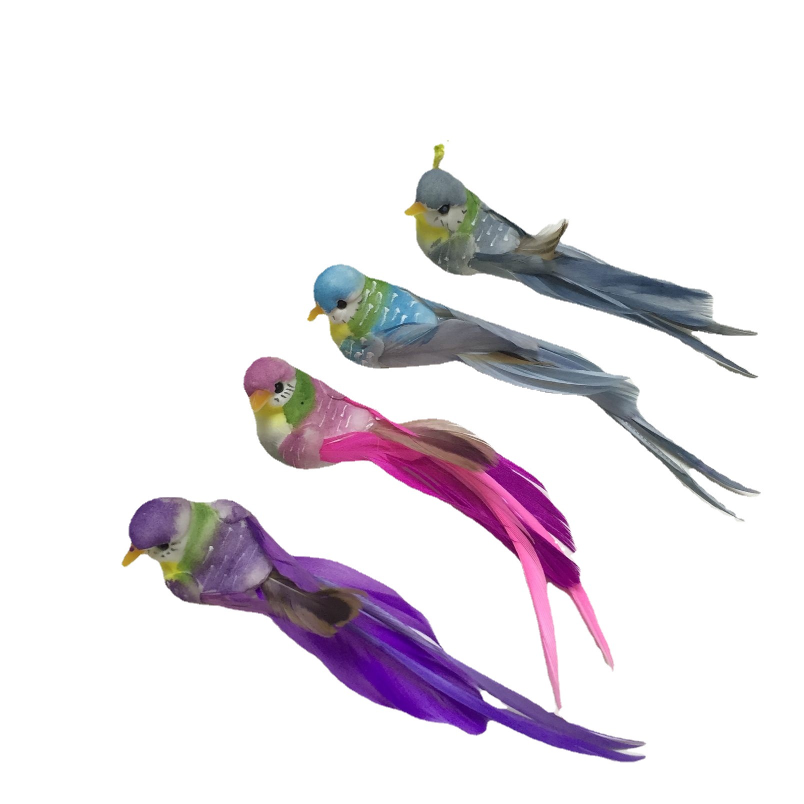 13cm four-color long-tailed feather bird/small river Sparrow/silk edge decorative bird simulation bird