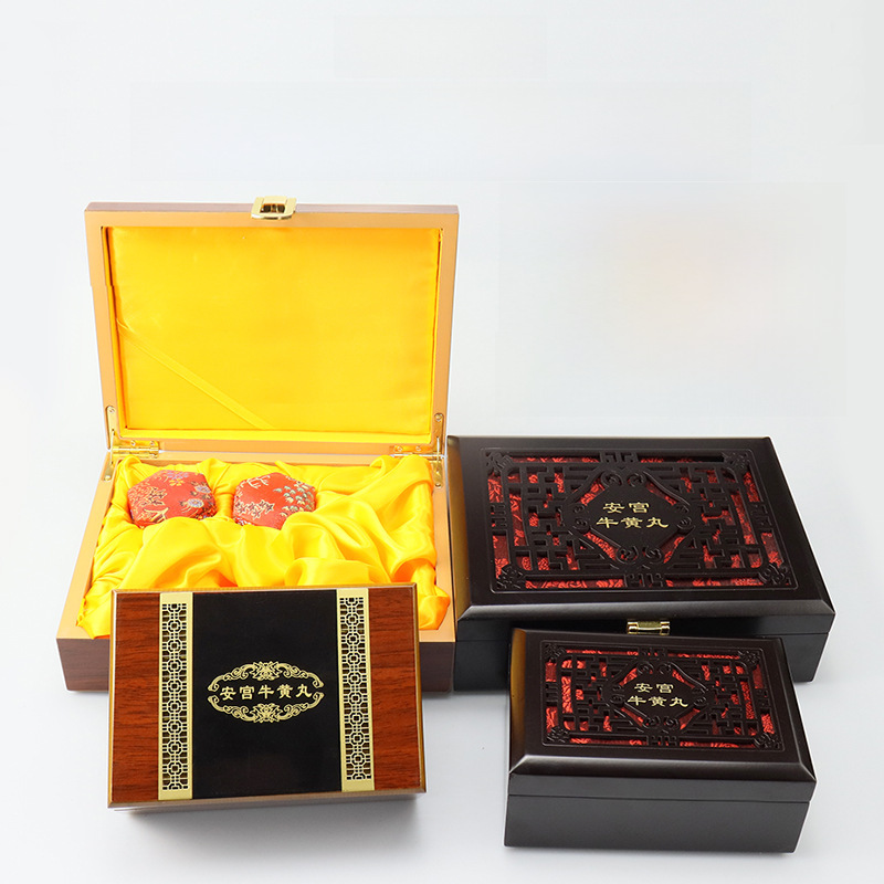 Angong packaging box high-grade medicine gift box wooden storage health care products empty box Pien Tze Huang Niuhuang Pills wholesale