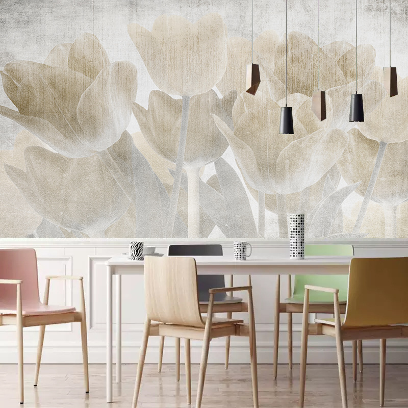 French Living Room High-End Background Wall Cloth Flower Wallpaper Sofa Tv Background Wall Cloth B&B Bedroom Wallpaper