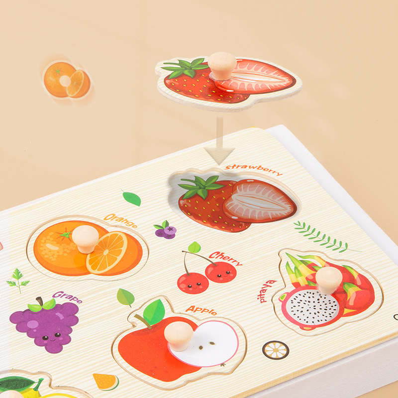 Montessori Early Education Hand Grasping Board Puzzle Building Blocks Children's Shape Matching Panels Baby Puzzle Mushroom Nails Wooden Toys