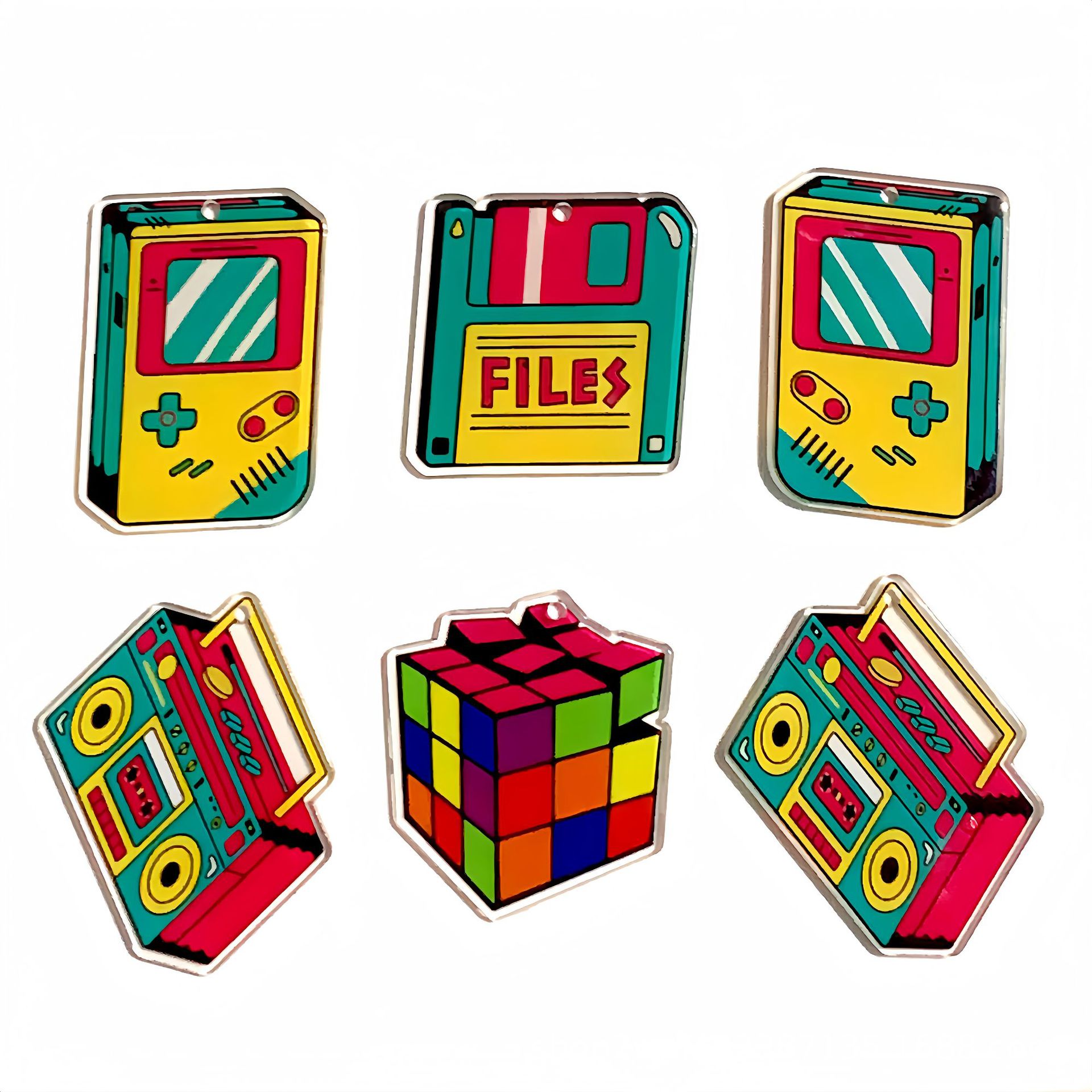 Cross-border Live Selling Tape Record Keychain Pendant DIY Earrings Crafts Pendant Jewelry Accessories Wholesale