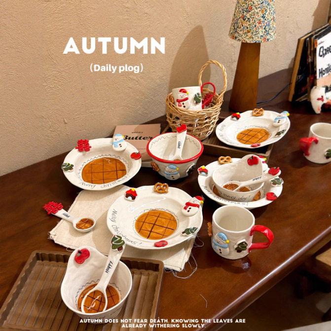 Серия Рождественский снеговик Инстаграммная рождественская тарелка кружка ложка рисовая чаша