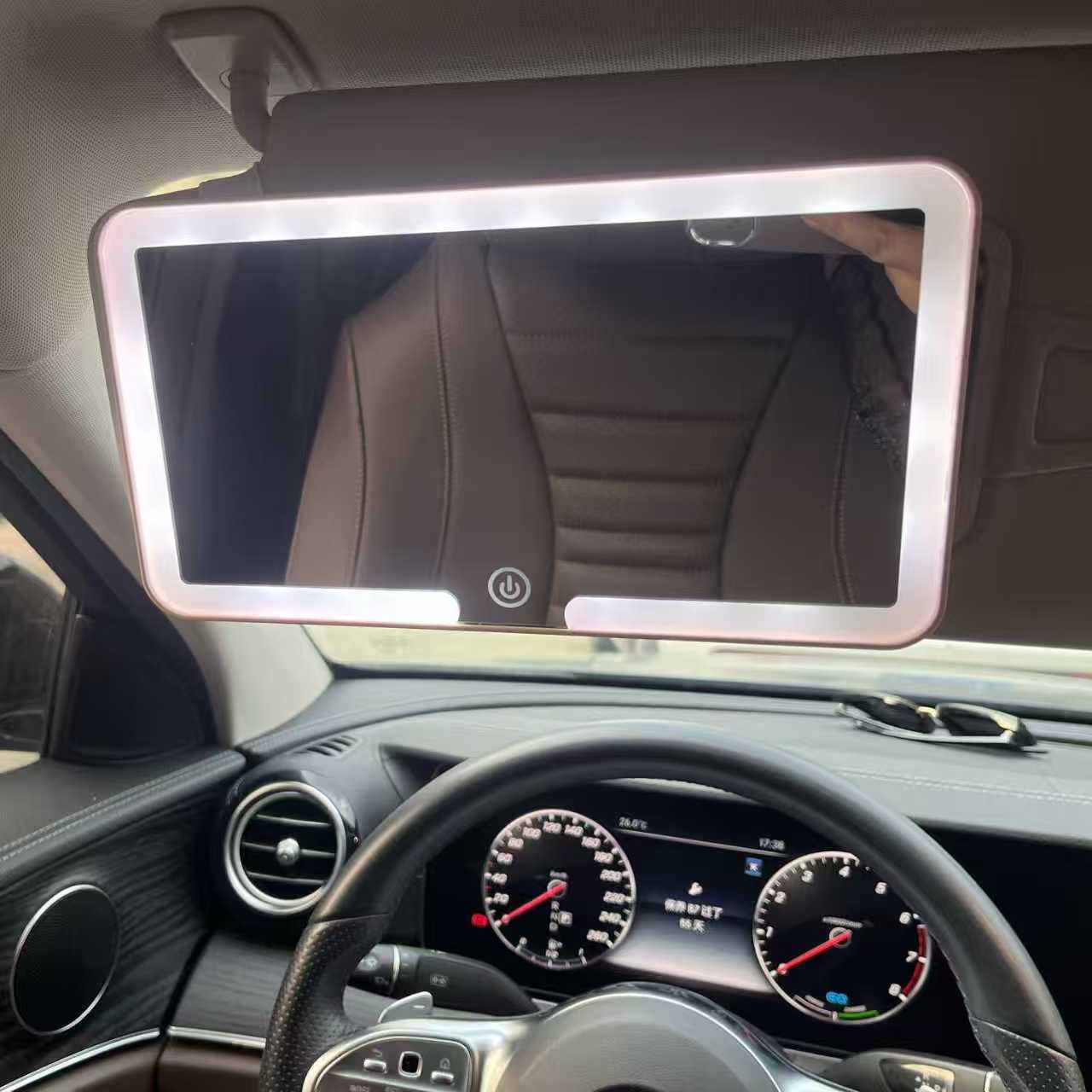 Car Led Light Makeup Mirror with Light in the Car Hd Sun Visor Passenger Mirror Led Three-Color Adjustable Makeup Mirror