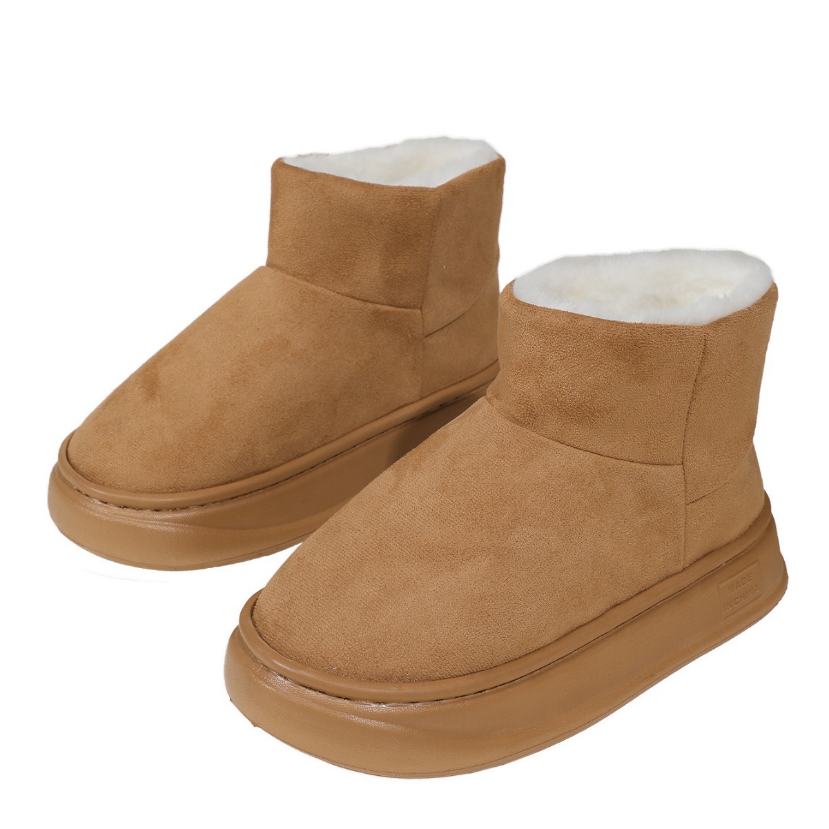 Autumn and winter men's and women's casual comfortable thick-soled heightened solid color round toe fashion mini snow boots short boots