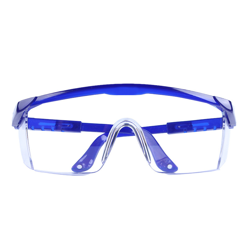 Safety Glasses Telescopic Leg Goggles Protective Goggles Labor Protection Transparent Glasses Splash-proof Impact-proof Blue and White Goggles