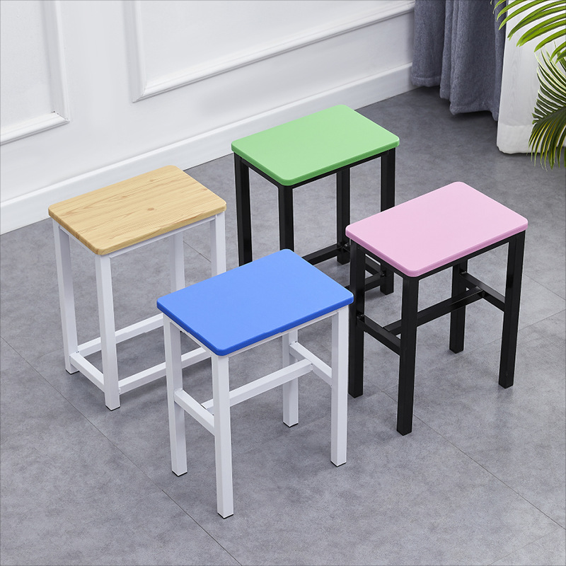 Small Square Stool Assembly Line Workshop Stool Training Class Cram School Table and Chair Simple Iron Bench Student Desk Chair