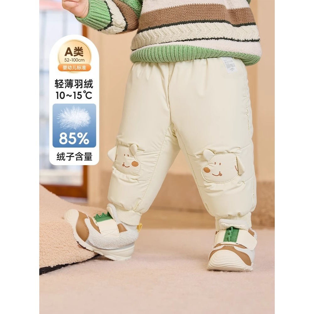 Patchwork Printed Baby down Pants for Boys and Girls, Jogger Pants, Children's Long Pants, 2025 Winter New Children's Clothing Trend