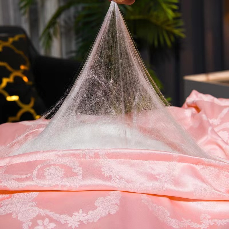 Satin Jacquard Silk Quilt Mulberry Silk Hand-Printed Summer Cool Quilt Silk Cotton Filled Spring & Fall Quilt Mother Quilt Winter Quilt