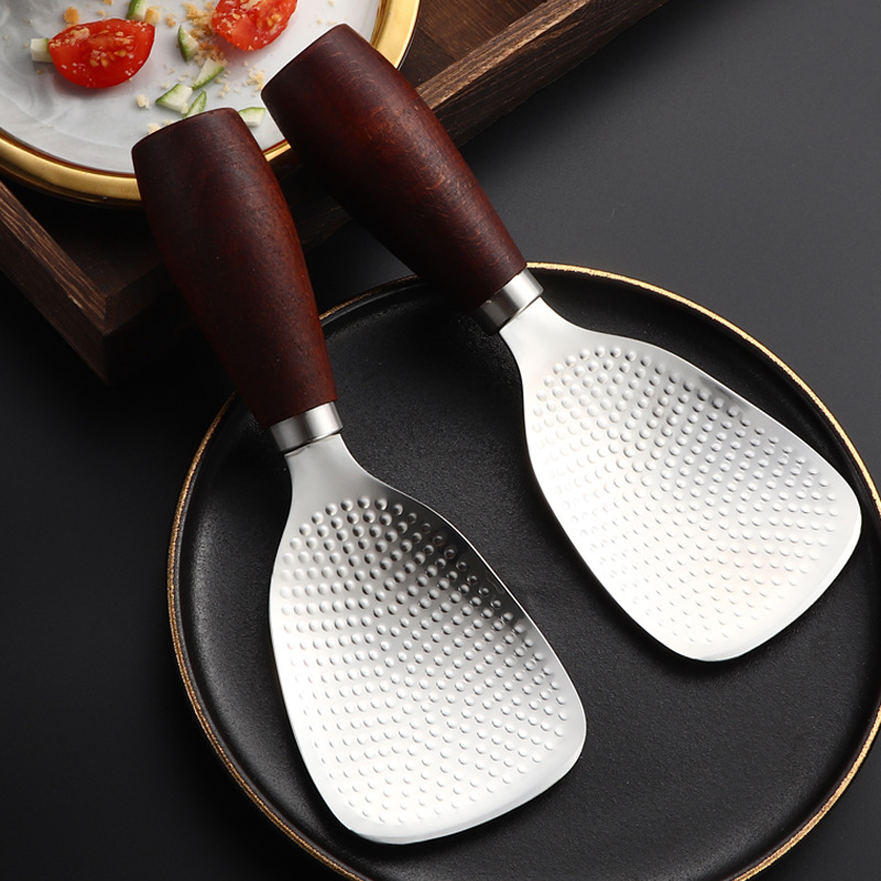 Thickened Wooden Handle Stainless Steel Rice Spoon Rice Shovel Household Upright Wooden Handle Household Spoon for Rice Cooker