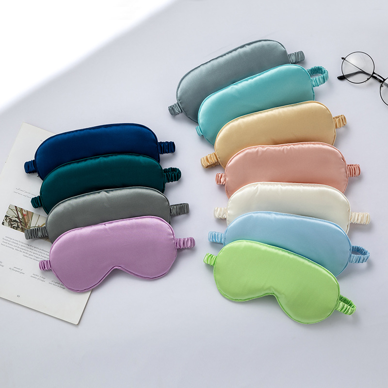 Маска для сна из искусственного шелка, блокирующая свет, дышащая, эластичная, с печатью логотипа, двусторонняя, оптовая