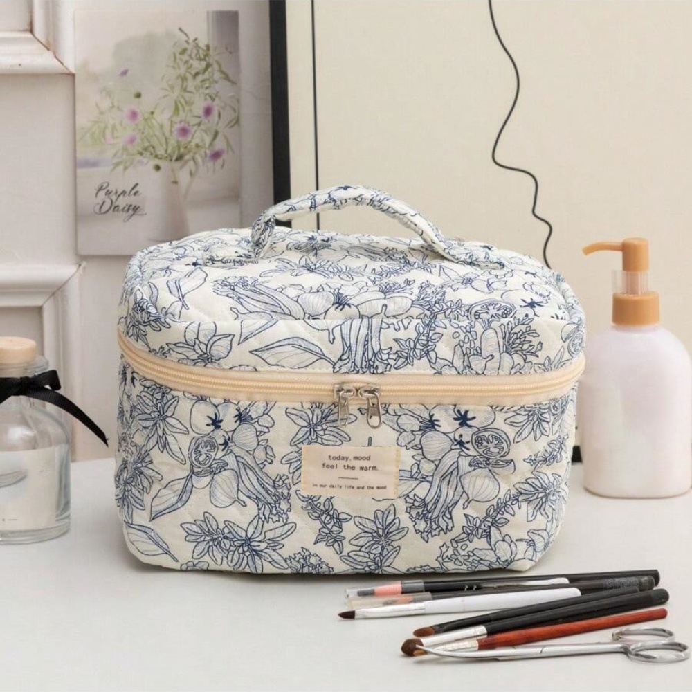 2024 Small Fresh Cute Cotton Cosmetic Bag Small Crowd Portable Washes Storage Bag Floral Ins Cute Box Bag Case