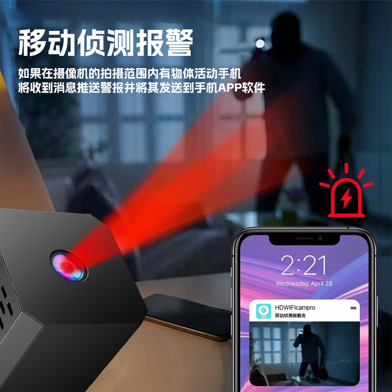 Cross-border Hot Sale F1 Wireless WIFI HD Night Vision Remote Home Surveillance Camera Mobile Detection Small Camera