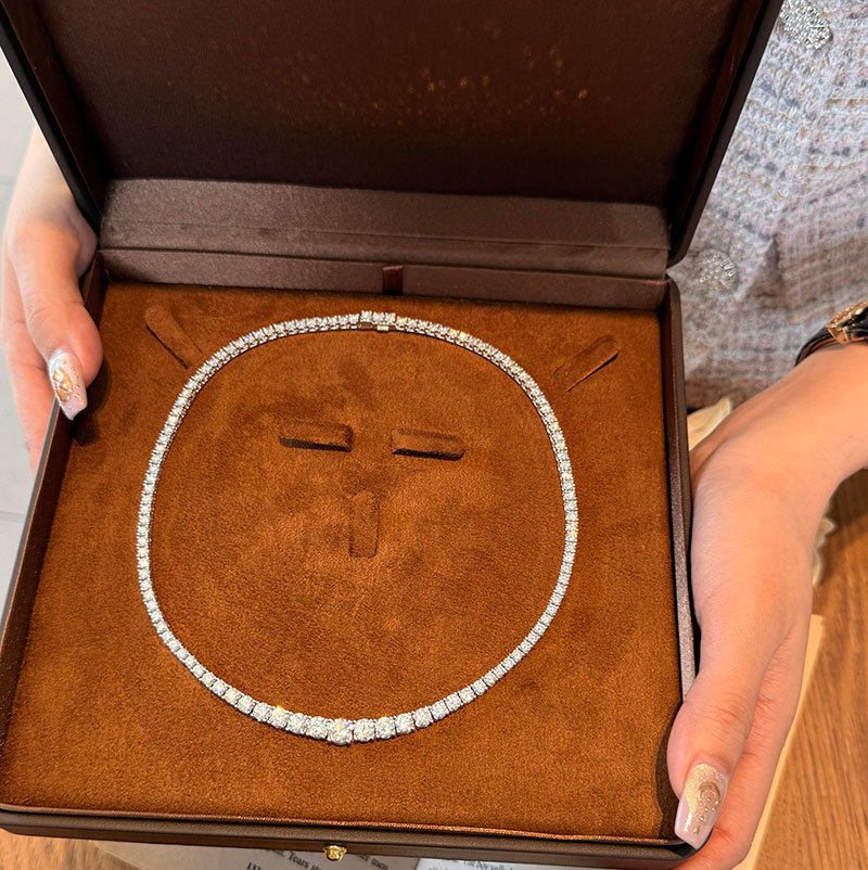 Pt950 Platinum Necklace Laboratory Grown Diamond Gradient Tennis Necklace Customized 18K Gold Necklace Cross-Border Export