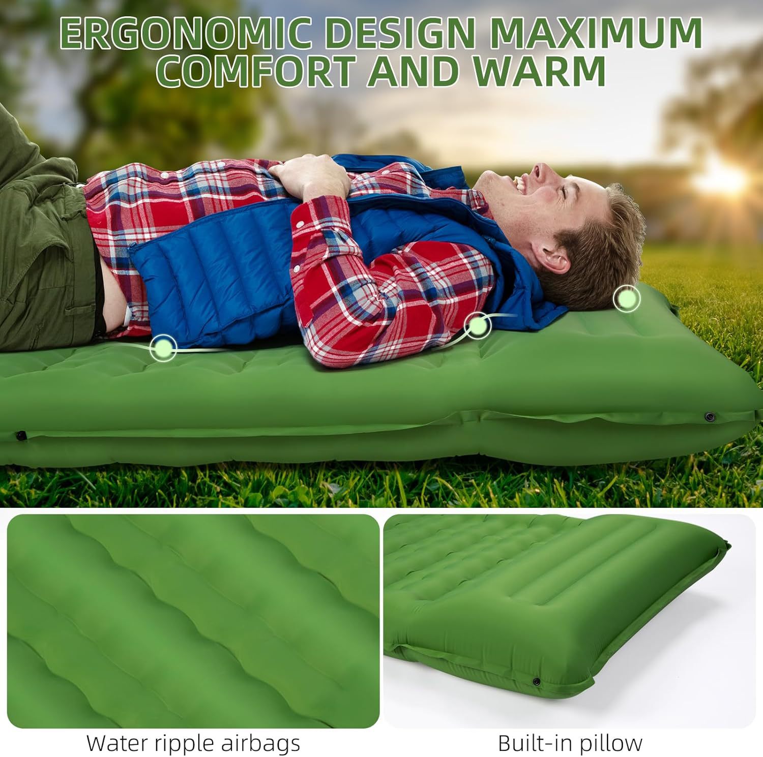 Inflatable Mattress Outdoor Camping Sleeping Mat Camping Light Portable Single Air Mattress Foot Inflatable Mattress Floor Covering