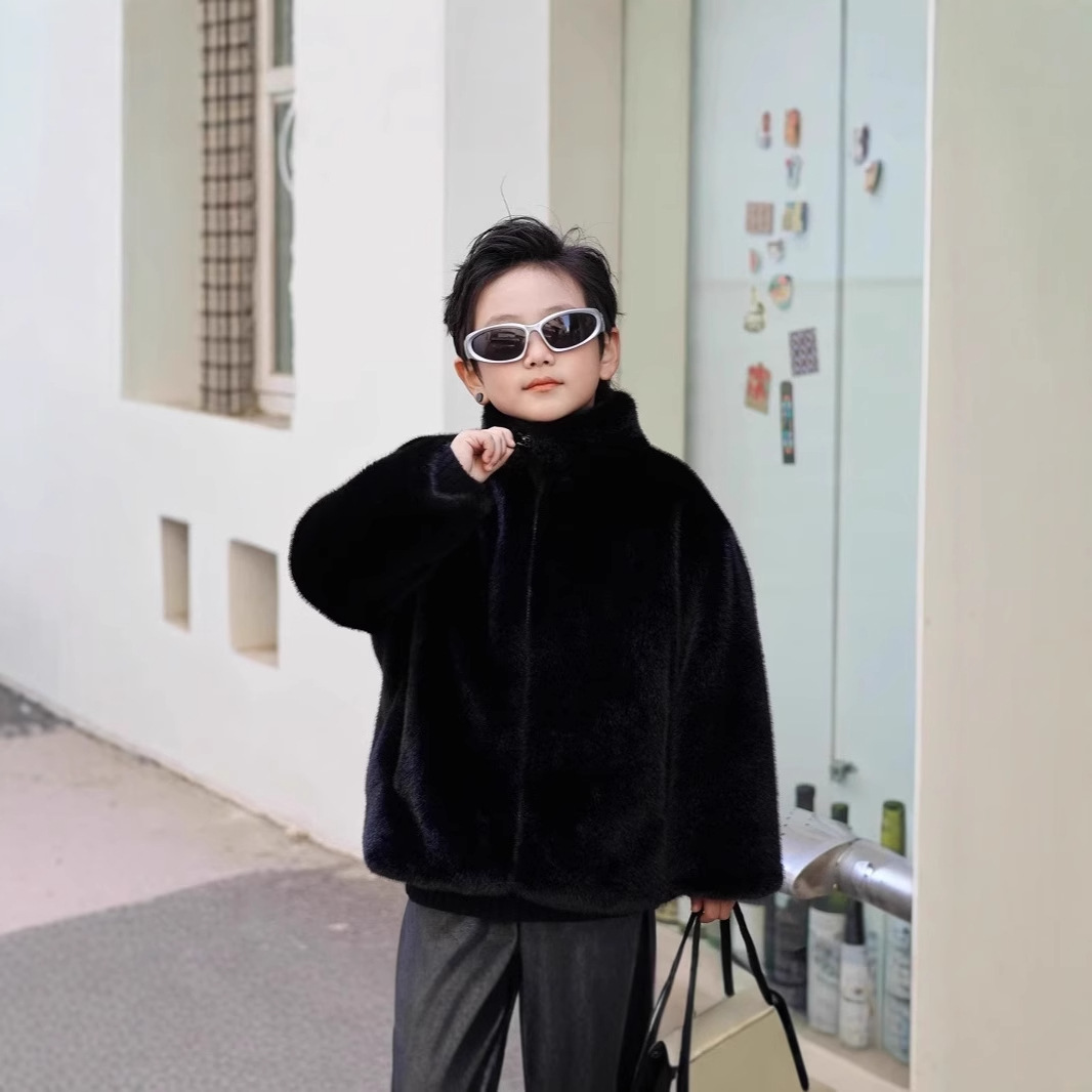 Детская зимняя одежда хлопковое и утолщенное меховое пальто для мальчиков в западном стиле, теплый верх для девочек, хлопковое пальто для малышей Мао Мао